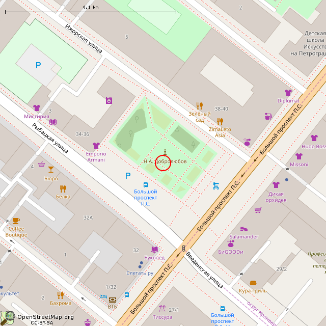 Карта где находится Памятник Н.А. Добролюбову (Санкт-Петербург) в крупном масштабе