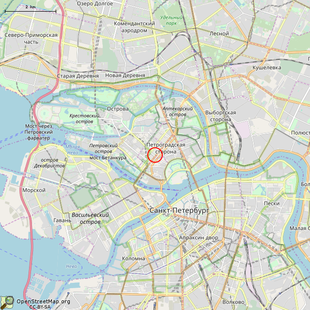 Карта где находится Памятник Н.А. Добролюбову (Санкт-Петербург) в мелком масштабе