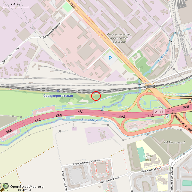 Карта где находится ДОТ (артиллерийский каземат) R-8 рубежа «Ижора» (Санкт-Петербург) в среднем масштабе