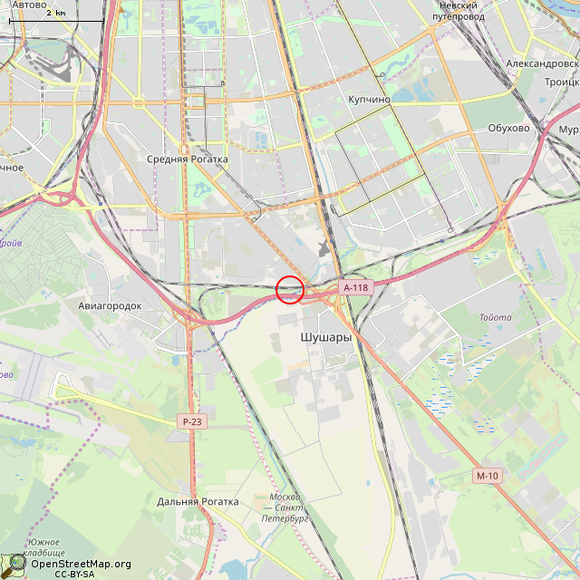 Карта где находится ДОТ (артиллерийский каземат) R-8 рубежа «Ижора» (Санкт-Петербург) в мелком масштабе