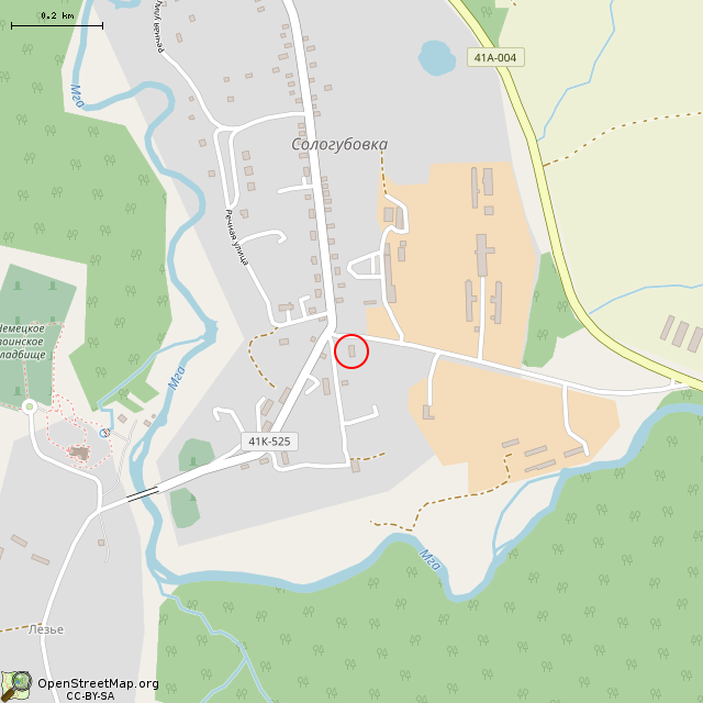 Карта где находится Заброшенный магазин-столовая (Сологубовка) в среднем масштабе