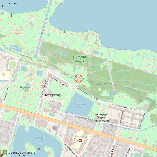 Карта где находится Каскад Драконов («Шахматная гора») (Санкт-Петербург) в среднем масштабе