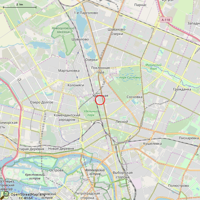 Карта где находится Ярославские бани (Санкт-Петербург) в мелком масштабе