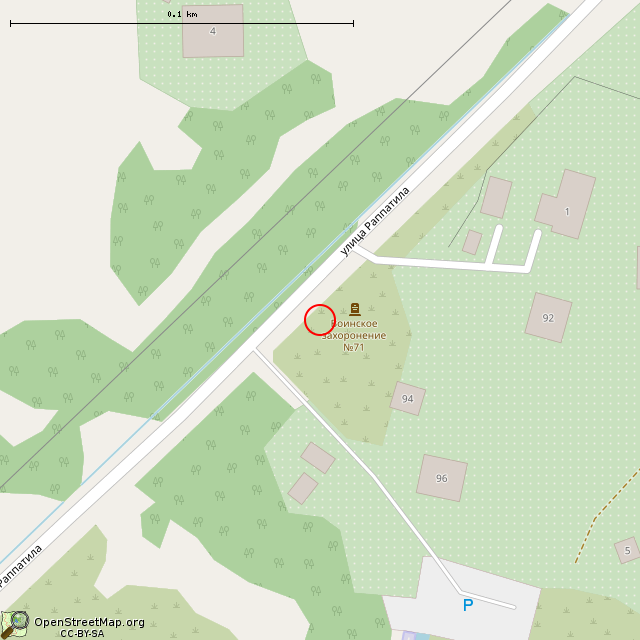 Карта где находится Братская могила советских воинов № 71 (Выборг) в крупном масштабе