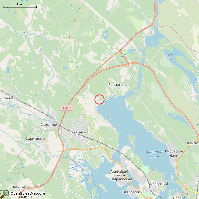 Карта где находится Братская могила советских воинов № 71 (Выборг) в мелком масштабе