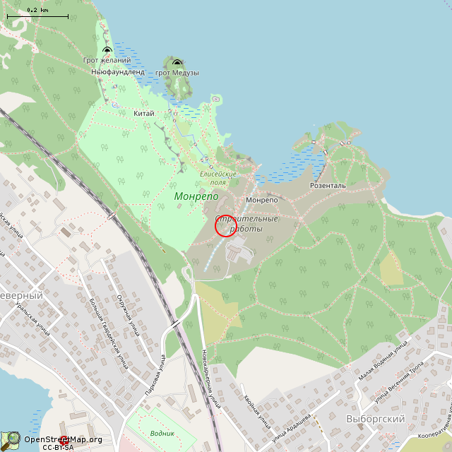 Карта где находится Фигура льва с памятника Независимости (Выборг) в среднем масштабе