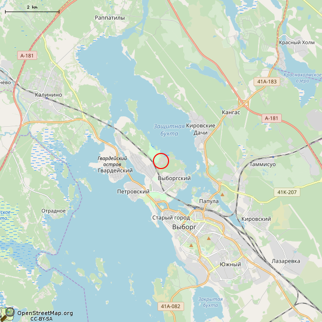Карта где находится Фигура льва с памятника Независимости (Выборг) в мелком масштабе