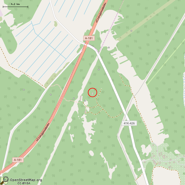 Карта где находится Форт № 3. Правое убежище в среднем масштабе