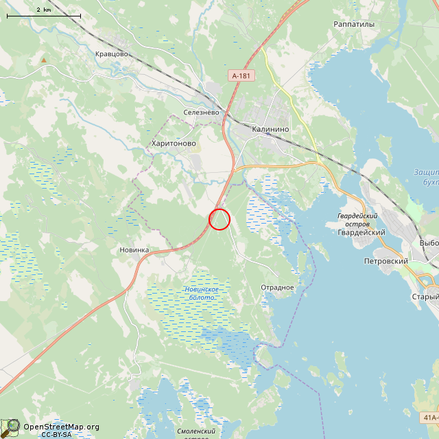 Карта где находится Форт № 3. Правое убежище в мелком масштабе