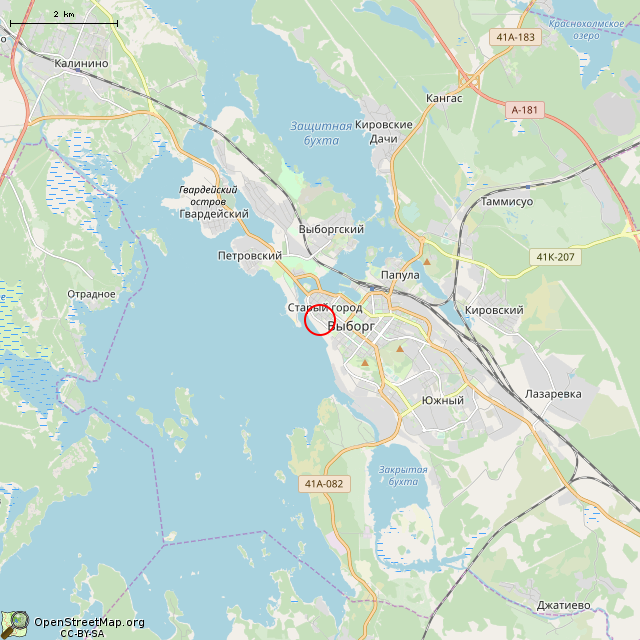 Карта где находится Военное кладбище земского прихода (Выборг) в мелком масштабе