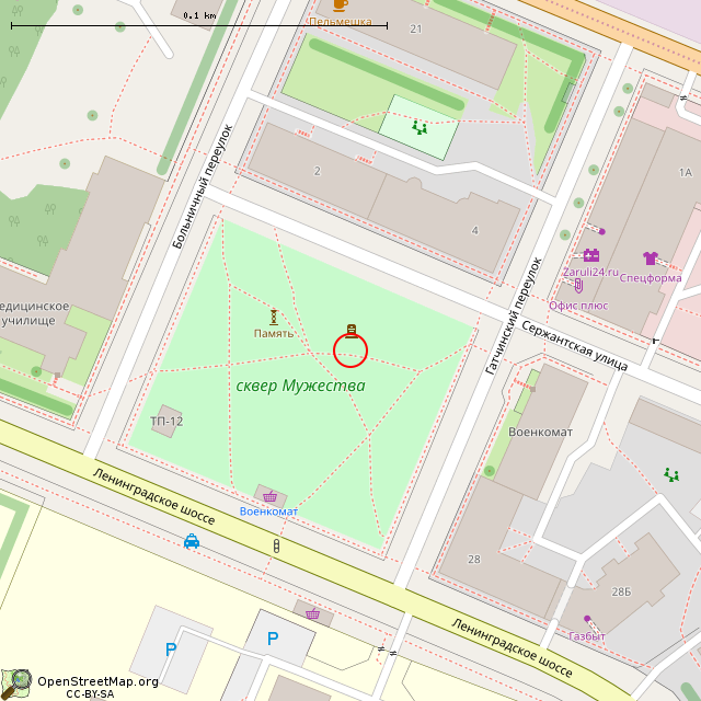 Карта где находится Памятник погибшим в Чечне и Афганистане (Выборг) в крупном масштабе