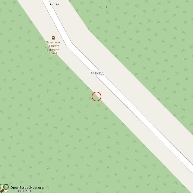 Карта где находится Памятный знак погибшим в Зимней войне у деревни Келья воинам в крупном масштабе
