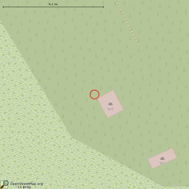 Карта где находится ДОТ Sj 10 линии Маннергейма в крупном масштабе