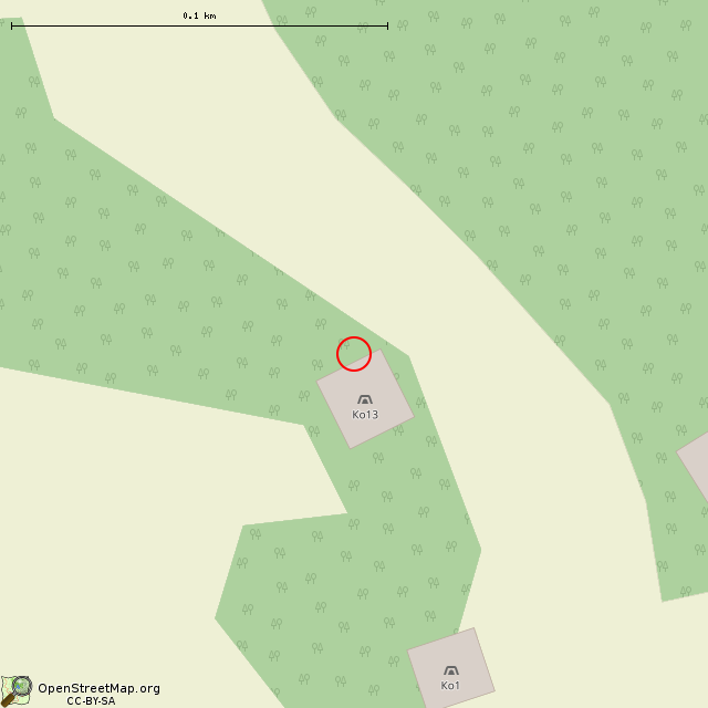 Карта где находится Сооружение Ко 13 линии Маннергейма в крупном масштабе