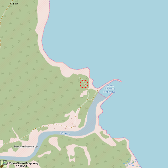 Карта где находится ДОТ № 1 КаУР в среднем масштабе