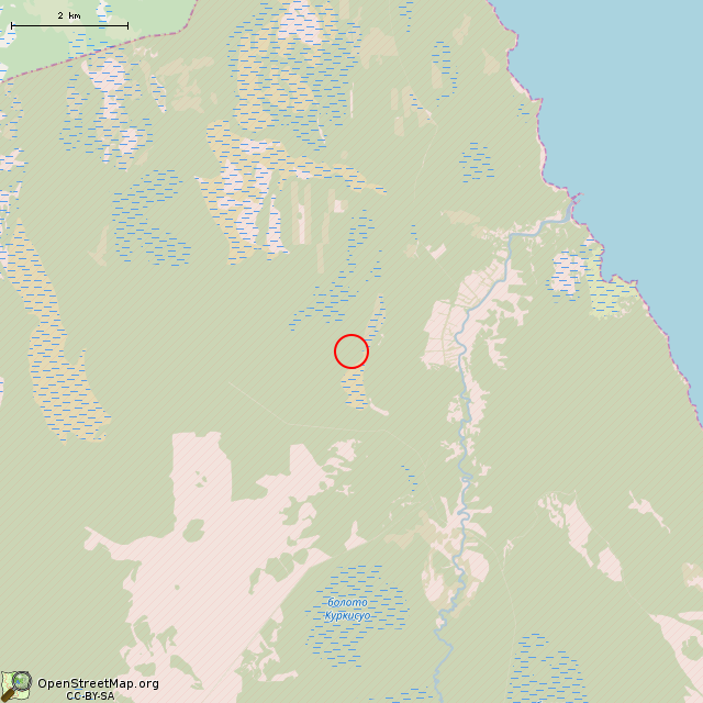 Карта где находится ДОТ № 1119 КаУР в мелком масштабе