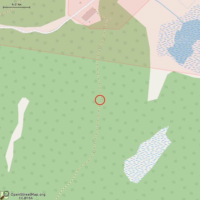Карта где находится ДОТ № 905 КаУР в среднем масштабе
