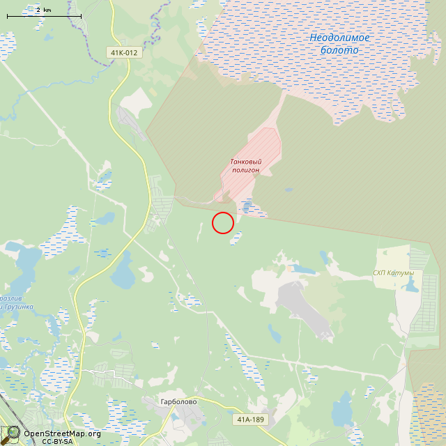 Карта где находится ДОТ № 905 КаУР в мелком масштабе