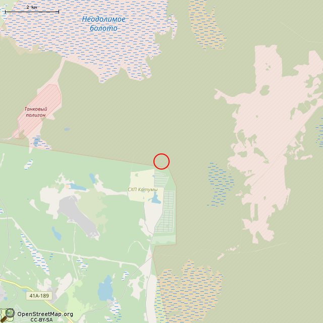 Карта где находится ДОТ № 15 КаУР в мелком масштабе