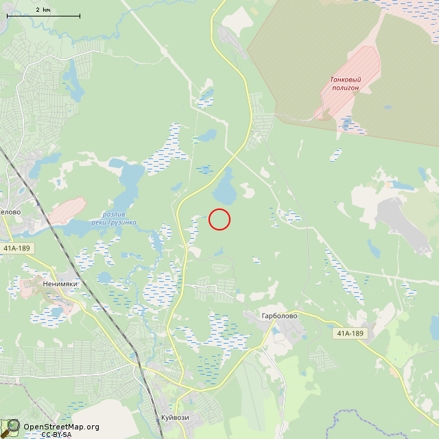 Карта где находится ДОТ № 824 КаУР в мелком масштабе