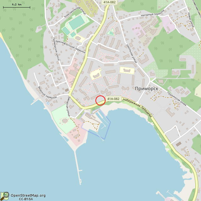 Карта где находится Памятник Герою Советского Союза Н. М. Лебедеву (Приморск) в среднем масштабе