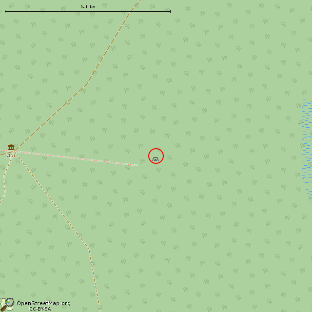 Карта где находится ДОТ № 702 КаУР в крупном масштабе
