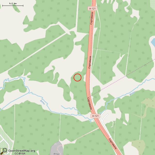 Карта где находится ДОТ № 68 КаУР в среднем масштабе