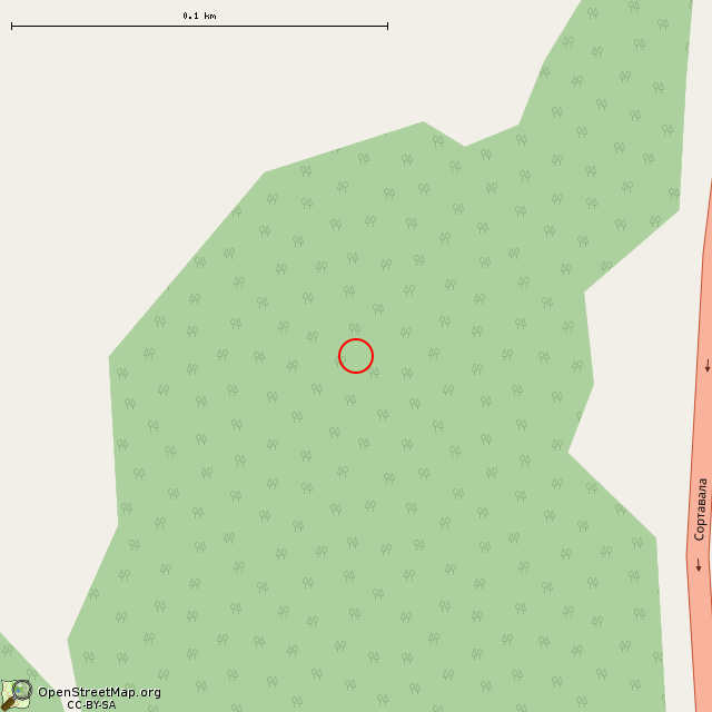 Карта где находится ДОТ № 68 КаУР в крупном масштабе