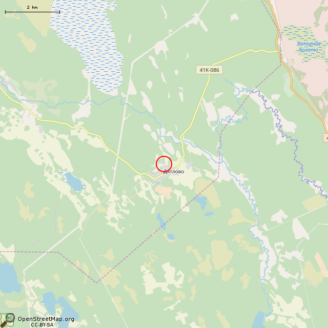 Карта где находится ДОТ Ка3 (Дятлово) в мелком масштабе