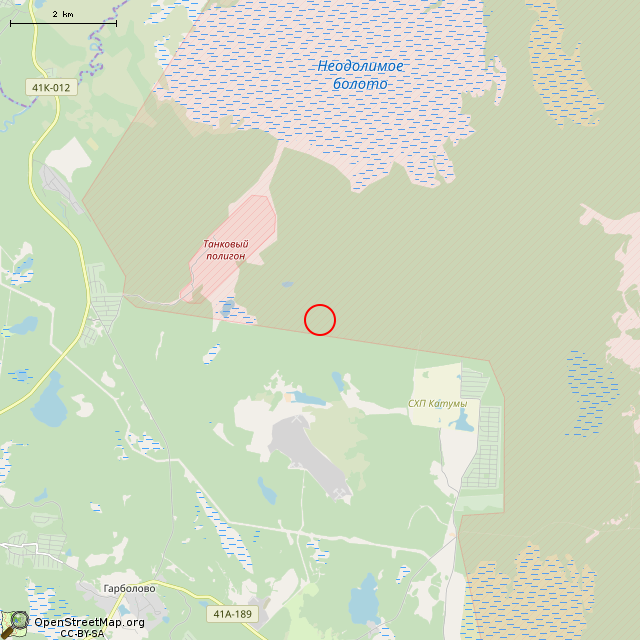 Карта где находится ДОТ № 922 КаУР в мелком масштабе