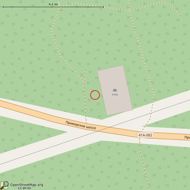 Карта где находится Линия Маннергейма, УР Inkilä, дот Ink6 в крупном масштабе