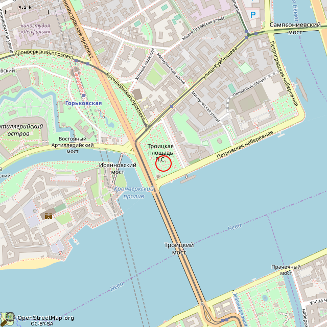 Карта где находится Соловецкий камень (Санкт-Петербург) в среднем масштабе