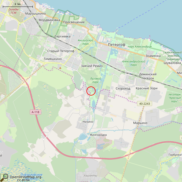 Карта где находится Камень, оставшийся от памятника подвигам Саперного батальона (Санкт-Петербург) в мелком масштабе