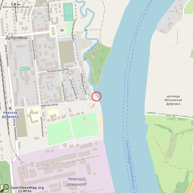 Карта где находится Артиллерийский ЖБОТ Не-8, Невский УР в среднем масштабе