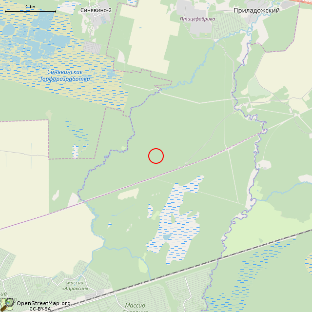 Карта где находится Разрушенный ЖБОТ Си-4 (Приладожское городское поселение) в мелком масштабе