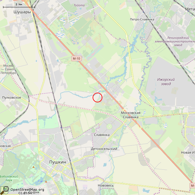 Карта где находится ЖБОТ Кл-9, Шушарская позиция (Санкт-Петербург) в мелком масштабе