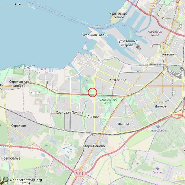 Карта где находится Фонтан Победы (Санкт-Петербург) в мелком масштабе