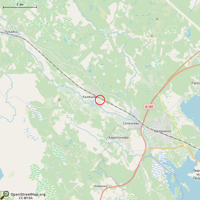 Карта где находится Памятник майору Ф. Н. Кравцову (Кравцово) в мелком масштабе