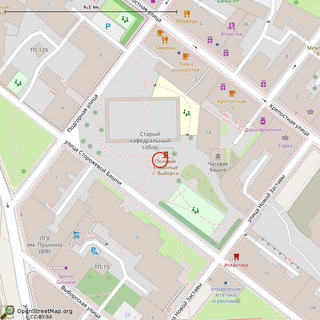 Карта где находится Стела полевому кладбищу города Выборга (Выборг) в крупном масштабе