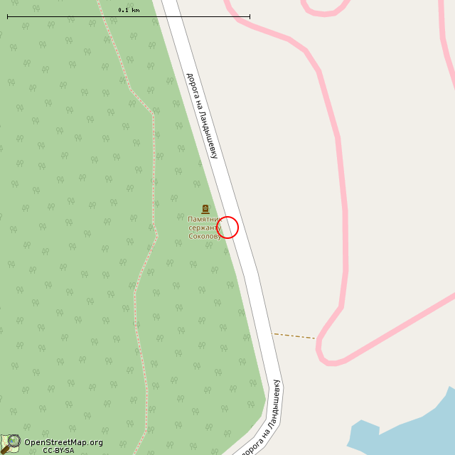Карта где находится Памятный знак на месте боя 11-ти героев в крупном масштабе