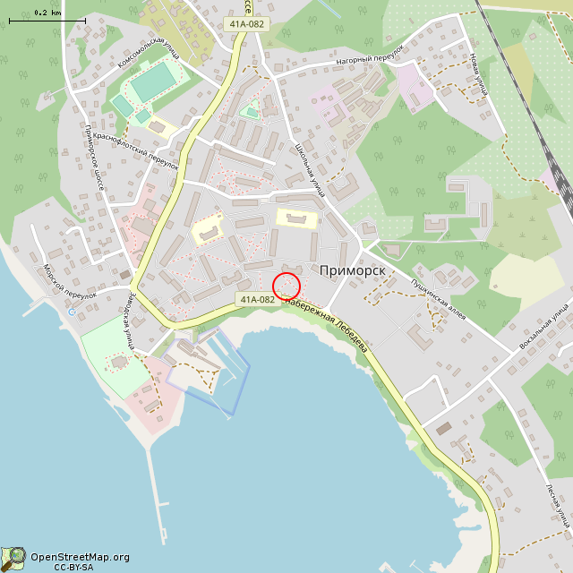 Карта где находится Памятник — орудие с бронекатера № 324 (Приморск) в среднем масштабе