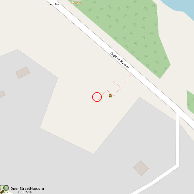 Карта где находится Центральный монумент (Ладожское Озеро) в крупном масштабе