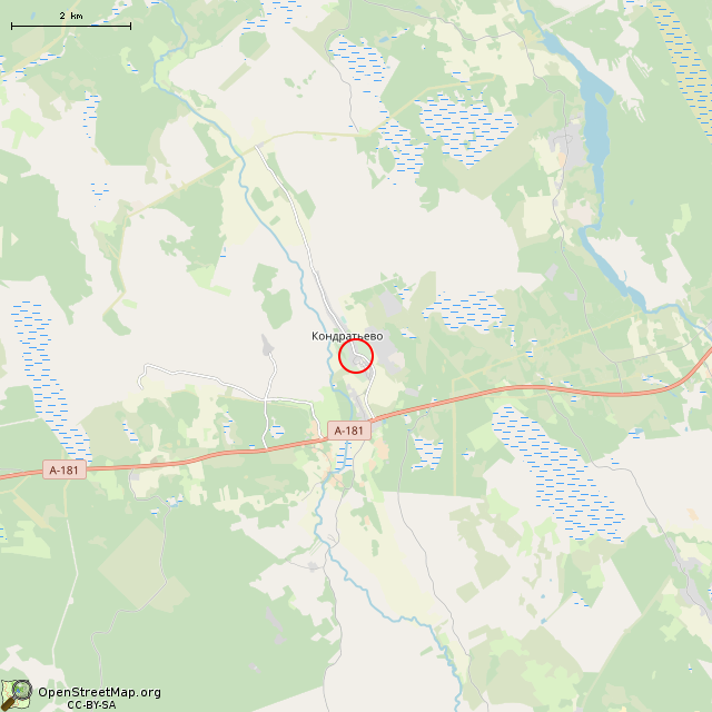 Карта где находится Памятник Герою Советского Союза П. В. Кондратьеву (Кондратьево) в мелком масштабе