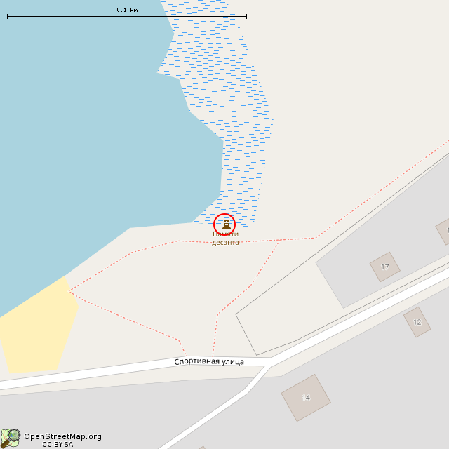 Карта где находится Памятный знак десанту на о. Игривый и Крепыш, 1944 г. (Советский) в крупном масштабе