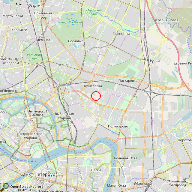 Карта где находится Боевое орудие (Санкт-Петербург) в мелком масштабе