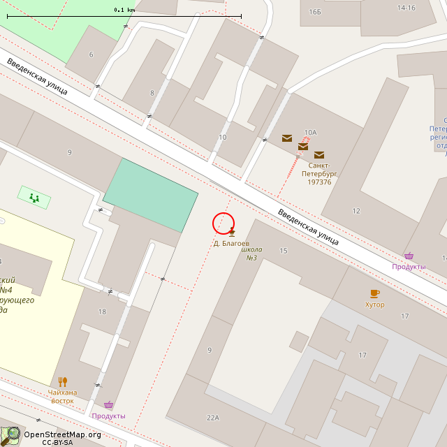 Карта где находится Памятник Димитру Благоеву (Санкт-Петербург) в крупном масштабе