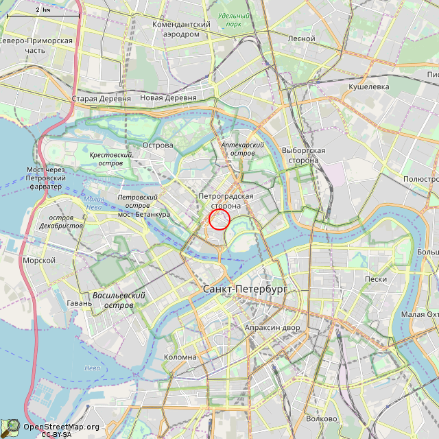 Карта где находится Памятник Димитру Благоеву (Санкт-Петербург) в мелком масштабе