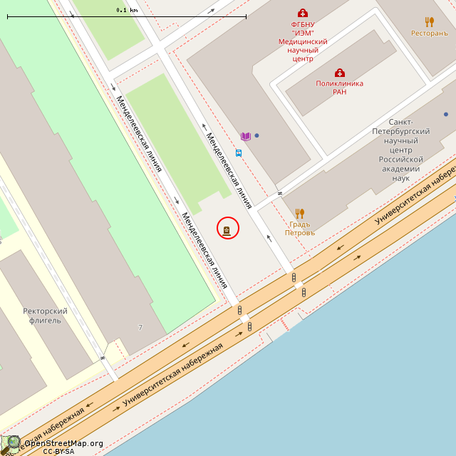 Карта где находится Памятник М.В. Ломоносову (Санкт-Петербург) в крупном масштабе