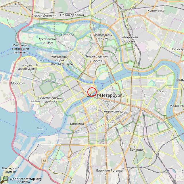 Карта где находится Памятник М.В. Ломоносову (Санкт-Петербург) в мелком масштабе