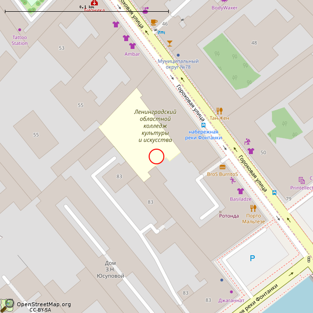 Карта где находится Памятник Ольге Берггольц (Санкт-Петербург) в крупном масштабе